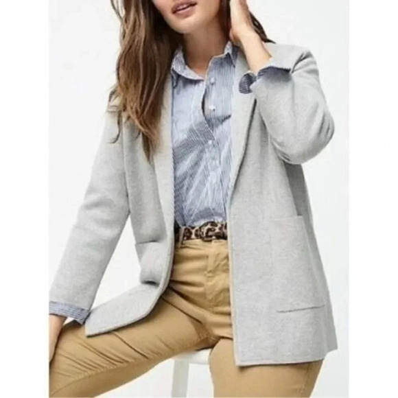 J. Crew 365 Sophie Light Gray Open Front Sweater Blazer XXS - Picture 1 of 4